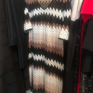 Mesh dress brown black and white